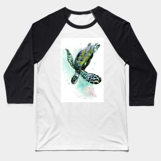 Sea Turtle, Blue turquoise olive green navy blue artwork underwater Baseball T-Shirt